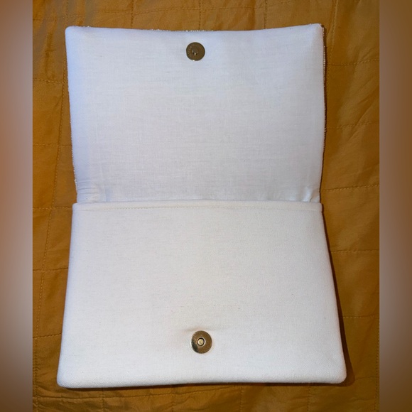 Francesca's Collections Cream and Brown Beaded Clutch/Crossbody - Picture 2 of 4